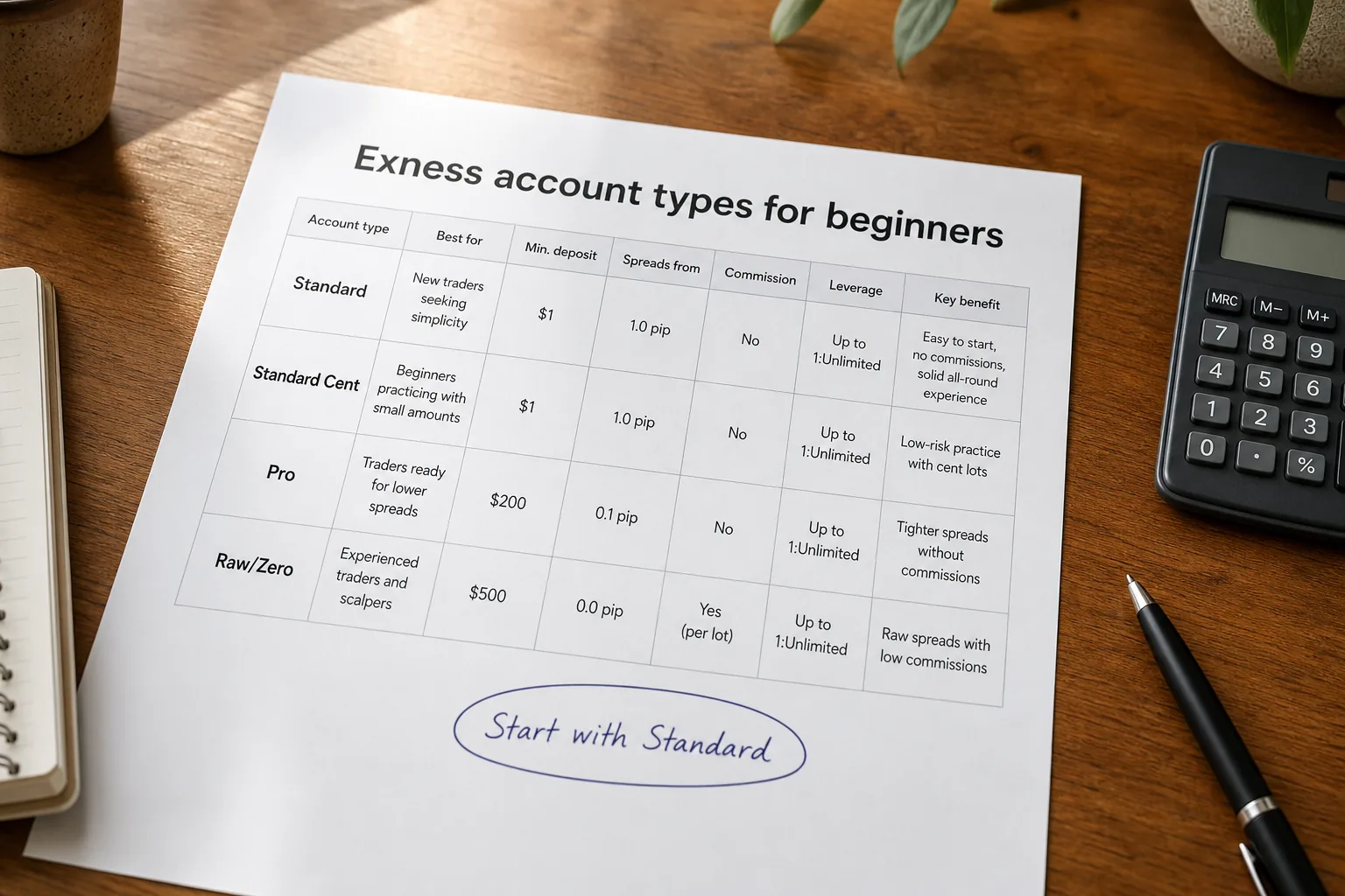 Best Exness Account Type for Beginners (2026 Comparison)
