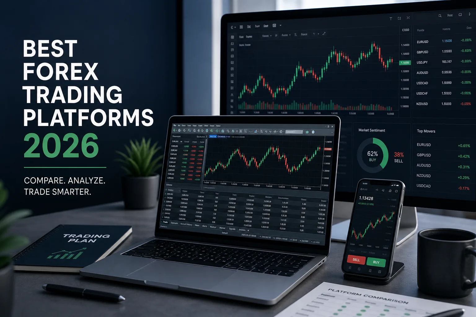 أفضل منصات تداول الفوركس في 2026: مقارنة MT4 وMT5 وcTrader وTradingView