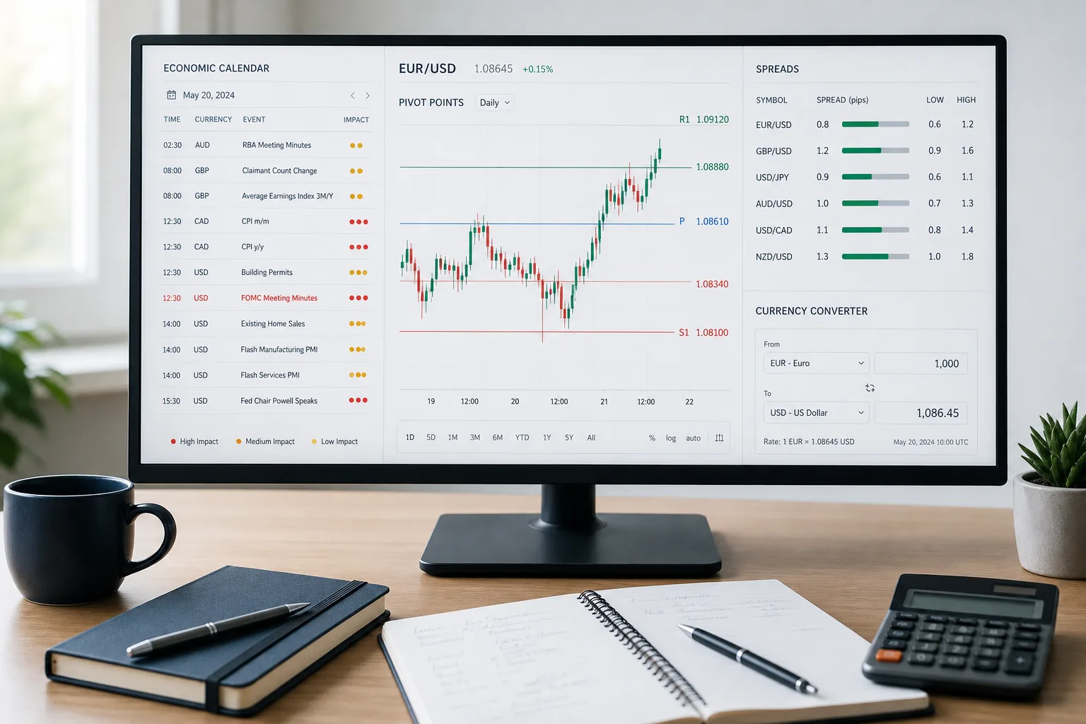 Pivot Calculator, Economic Calendar, Converter & Spread Tools Guide (2026)