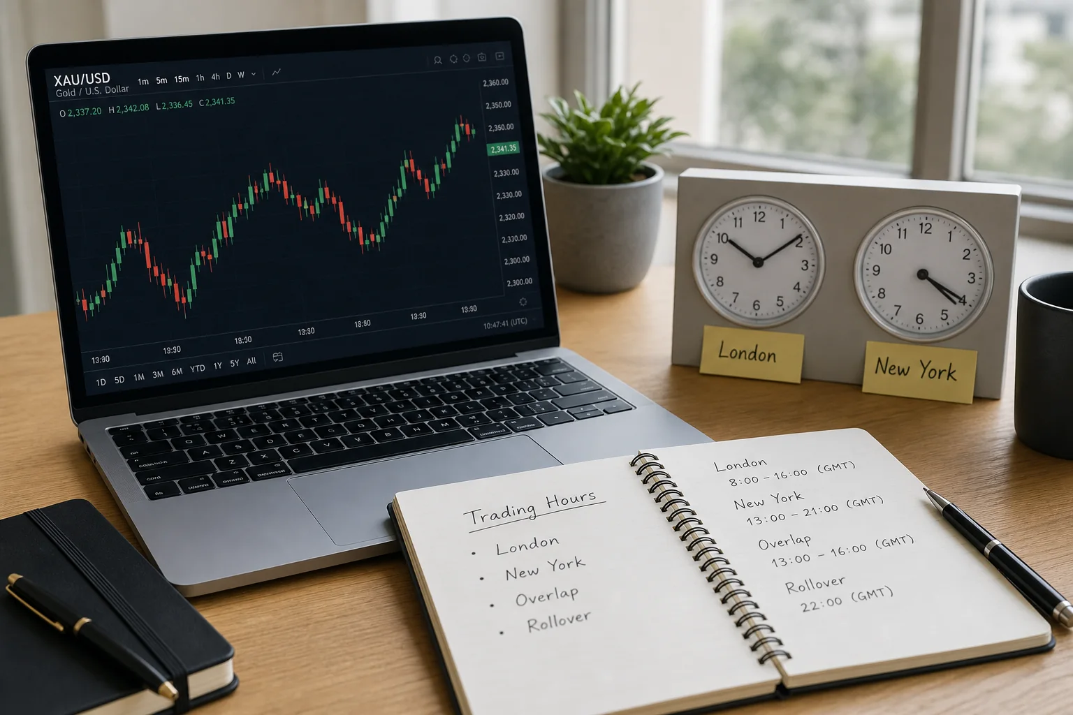 ساعات تداول XAU/USD في 2026: أفضل وقت لتداول الذهب