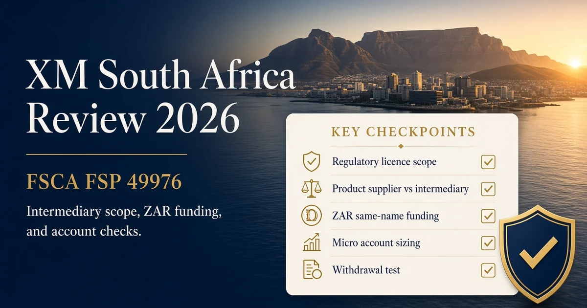XM South Africa Review 2026: FSCA FSP 49976, ZAR Funding and Counterparty Checks